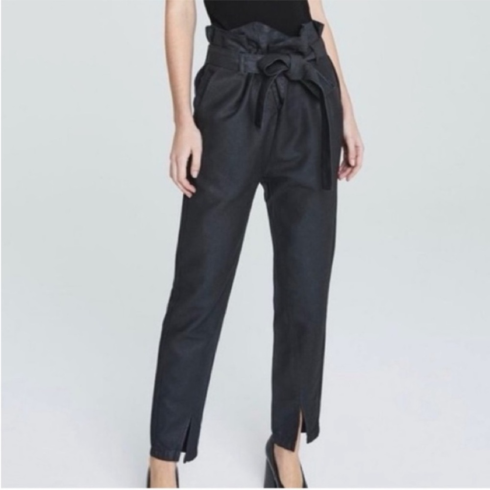 AG Adriano Goldschmied Small Pants Gerren 100% Cotton Paperbag Waist black NWT